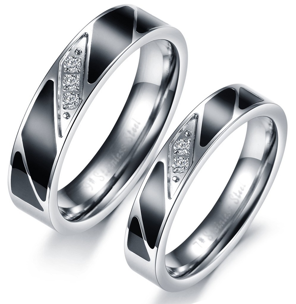 ƼŸ ƿ Ŀ  Ư  м   Ʈ LS (107)/New Arrival Titanium Steel Couple Ring Unique Design Fashion Promise Ring Set  LS 107